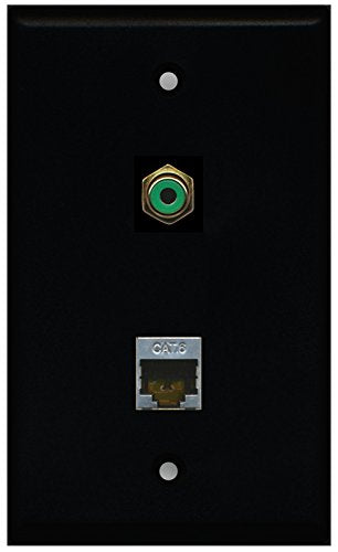 RiteAV - Black 1 Port RCA Green 1 Port Shielded Cat6 Ethernet Wall Plate
