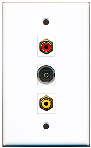 RiteAV - 1 Port RCA Red and 1 Port RCA Yellow and 1 Port Toslink Wall Plate
