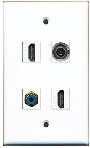 RiteAV - 2 Port HDMI 1 Port RCA Blue 1 Port 3.5mm Wall Plate