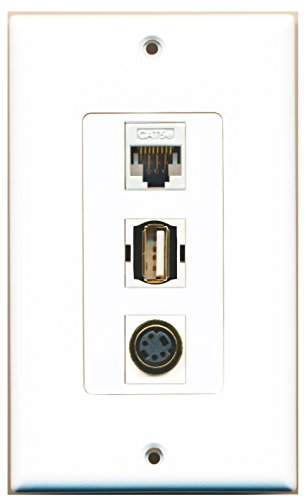 RiteAV - 1 Port USB A-A and 1 Port S-Video and 1 Port Cat5e Ethernet White Decorative Wall Plate Decorative