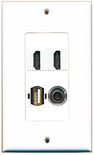 RiteAV - 2 Port HDMI 1 Port USB A-A 1 Port 3.5mm Wall Plate Decorative
