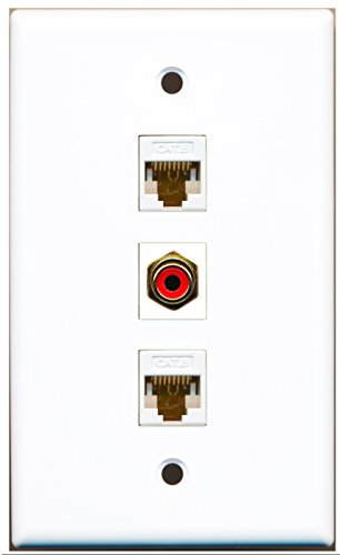 RiteAV - 1 Port RCA Red 2 Port Cat6 Ethernet White Wall Plate