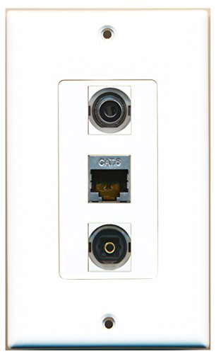 RiteAV - 1 Port Shielded Cat6 Ethernet and 1 Port Toslink and 1 Port 3.5mm Decorative Wall Plate Decorative