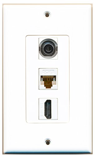 RiteAV - 1 Port HDMI and 1 Port 3.5mm and 1 Port Cat6 Ethernet White Decorative Wall Plate Decorative