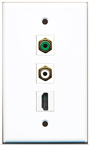 RiteAV - 1 Port HDMI and 1 Port RCA White and 1 Port RCA Green Wall Plate