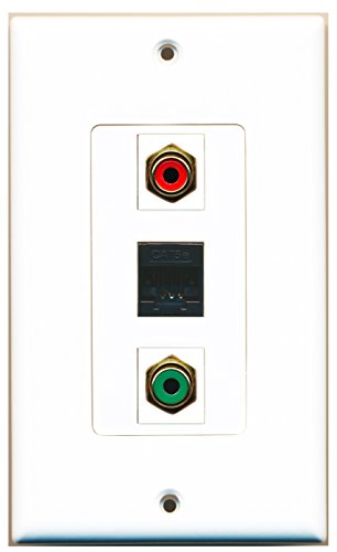 RiteAV - 1 Port RCA Red and 1 Port RCA Green and 1 Port Cat5e Ethernet Black Wall Plate Decorative