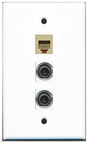 RiteAV - 1 Port Phone RJ11 RJ12 Beige 2 Port 3.5mm Wall Plate