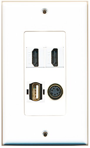 RiteAV - 2 Port HDMI 1 Port USB A-A 1 Port S-Video Wall Plate Decorative