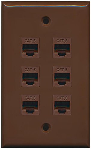 RiteAV - 6 Port Cat6 Female-Female Wall Plate - Brown