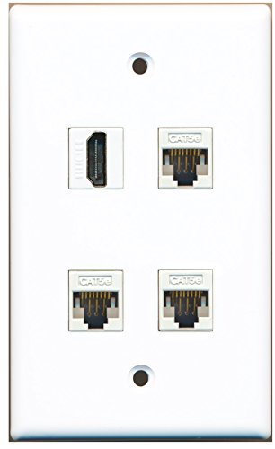 RiteAV - 1 Port HDMI 3 Port Cat5e Ethernet White Wall Plate