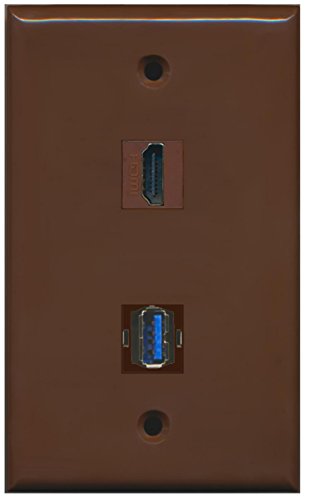 RiteAV - 1 Port HDMI 1 Port USB 3.0 Wall Plate - Brown