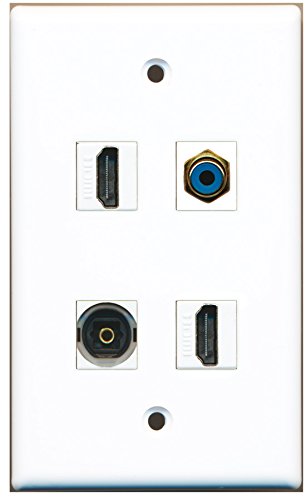 RiteAV - 2 Port HDMI 1 Port RCA Blue 1 Port Toslink Wall Plate