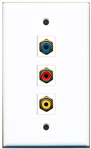 RiteAV - 1 Port RCA Red and 1 Port RCA Yellow and 1 Port RCA Blue Wall Plate