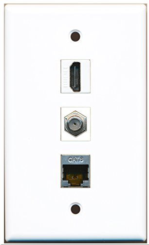 RiteAV - 1 Port HDMI and 1 Port Coax Cable TV- F-Type and 1 Port Shielded Cat6 Ethernet Wall Plate
