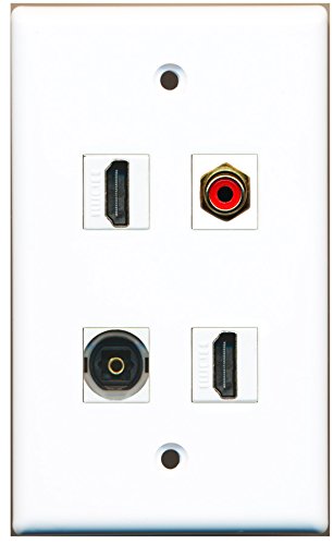 RiteAV - 2 Port HDMI 1 Port RCA Red 1 Port Toslink Wall Plate