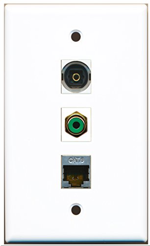 RiteAV - 1 Port RCA Green and 1 Port Shielded Cat6 Ethernet and 1 Port Toslink Wall Plate
