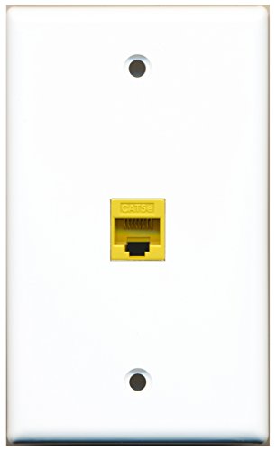 RiteAV - 1 Port Cat5e Ethernet Yellow Wall Plate White RAV1005