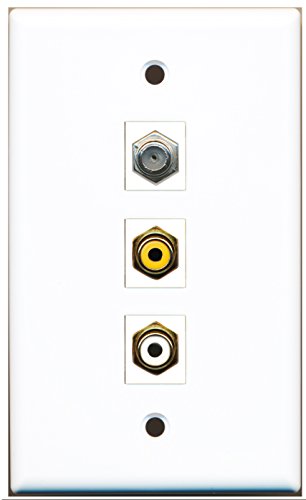 RiteAV - 1 Port RCA White and 1 Port RCA Yellow and 1 Port Coax Cable TV- F-Type Wall Plate