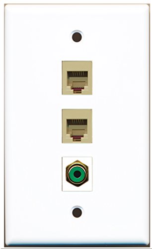 RiteAV - 1 Port RCA Green 2 Port Phone RJ11 RJ12 Beige Wall Plate
