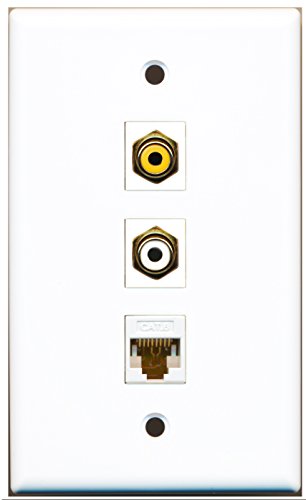 RiteAV - 1 Port RCA White and 1 Port RCA Yellow and 1 Port Cat6 Ethernet White Wall Plate