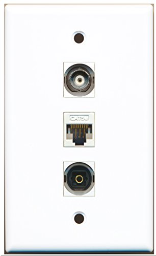 RiteAV - 1 Port Toslink 1 BNC 1 Cat5e Ethernet White Wall Plate
