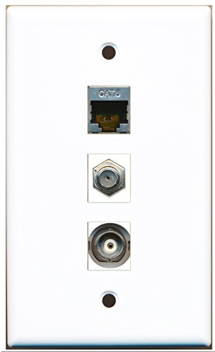 RiteAV - 1 Port Coax Cable TV- F-Type and 1 Port Shielded Cat6 Ethernet and 1 Port BNC Wall Plate