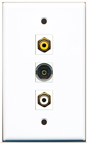 RiteAV - 1 Port RCA White and 1 Port RCA Yellow and 1 Port Toslink Wall Plate