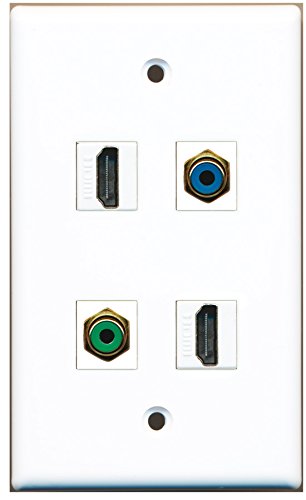RiteAV - 2 Port HDMI 1 Port RCA Green 1 Port RCA Blue Wall Plate
