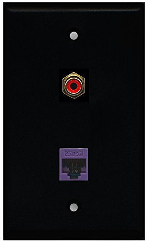 RiteAV - Black 1 Port RCA Red 1 Port Cat5e Ethernet Purple Wall Plate