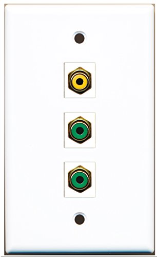RiteAV - 1 Port RCA Yellow 2 Port RCA Green Wall Plate
