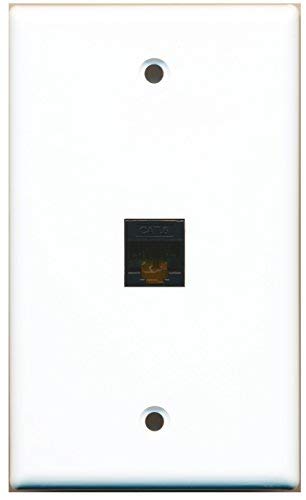 RiteAV - 1 Port 1x Cat6 110 Type Punchdown Wall Plate White W/Black Port