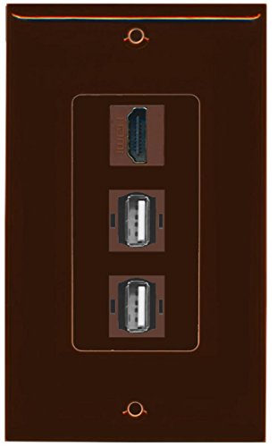 RiteAV - 1 Port HDMI 2 Port USB A-A Decorative Wall Plate - Brown
