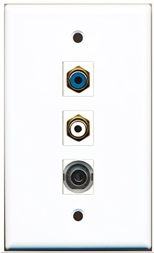 RiteAV - 1 Port RCA White and 1 Port RCA Blue and 1 Port 3.5mm Wall Plate