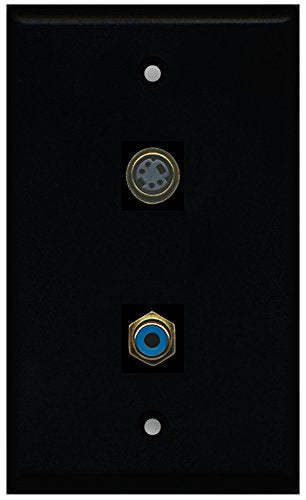 RiteAV - Black 1 Port RCA Blue 1 Port S-Video Wall Plate