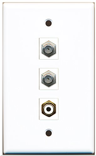 RiteAV - 1 Port RCA White 2 Port Coax Cable TV- F-Type Wall Plate