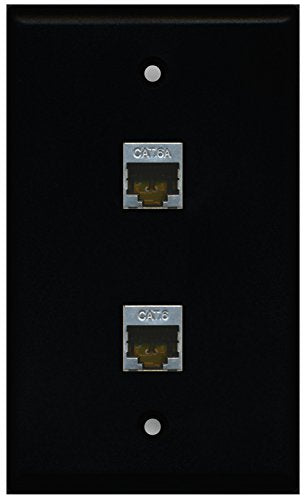 RiteAV - Black 1 Port Shielded Cat6 Ethernet 1 Port Cat6a Wall Plate