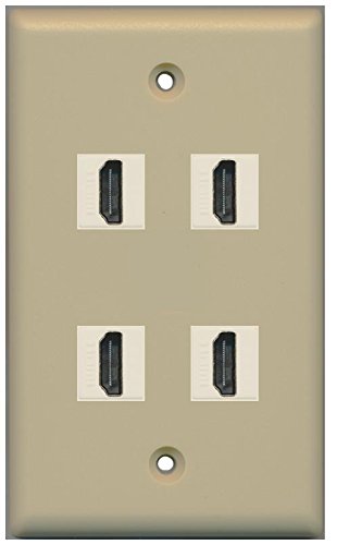 RiteAV (1 Gang Flat) 4 HDMI Ivory Wall Plate Ivory