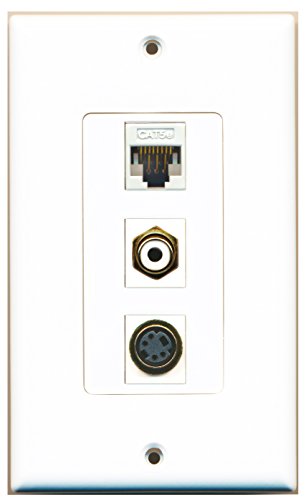 RiteAV - 1 Port RCA White and 1 Port S-Video and 1 Port Cat5e Ethernet White Decorative Wall Plate Decorative