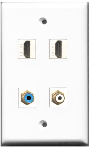 RiteAV - 2 Port HDMI 1 Port RCA White 1 Port RCA Blue Wall Plate