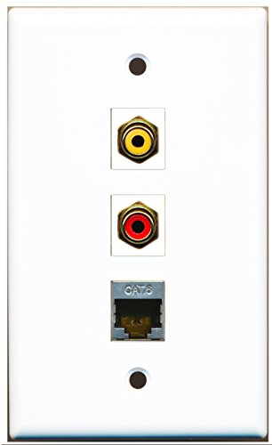 RiteAV - 1 Port RCA Red and 1 Port RCA Yellow and 1 Port Shielded Cat6 Ethernet Wall Plate