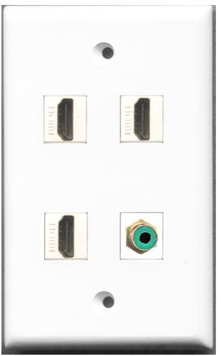 RiteAV - 3 Port HDMI 1 Port RCA Green Wall Plate