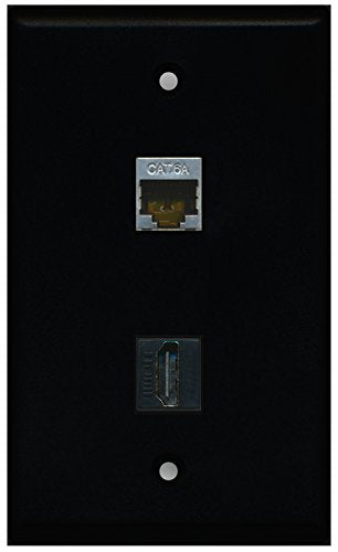 RiteAV - Black 1 Port HDMI 1 Port Cat6a Wall Plate