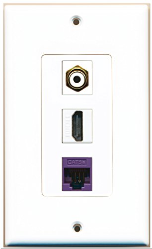 RiteAV - 1 Port HDMI 1 RCA White 1 Cat5e Ethernet Purple Wall Plate Decorative