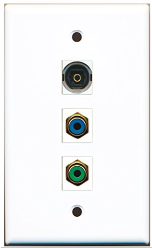 RiteAV - 1 Port RCA Green and 1 Port RCA Blue and 1 Port Toslink Wall Plate