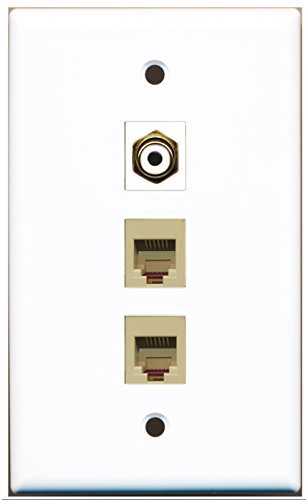 RiteAV - 1 Port RCA White 2 Port Phone RJ11 RJ12 Beige Wall Plate