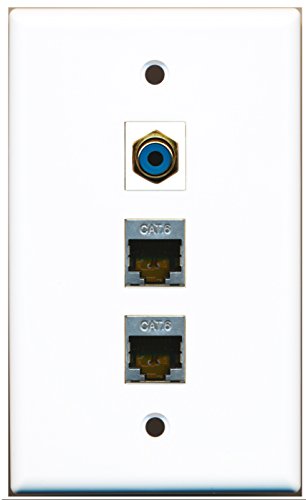 RiteAV - 1 Port RCA Blue 2 Port Shielded Cat6 Ethernet Wall Plate