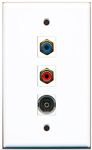 RiteAV - 1 Port RCA Red and 1 Port RCA Blue and 1 Port Toslink Wall Plate