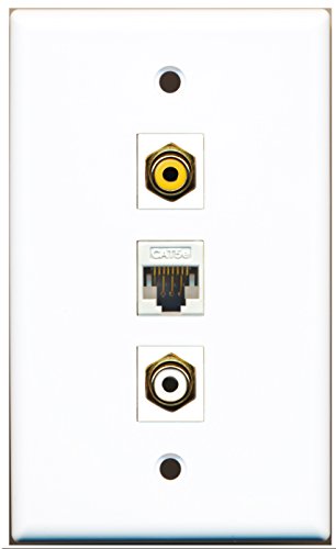 RiteAV - 1 Port RCA White and 1 Port RCA Yellow and 1 Port Cat5e Ethernet White Wall Plate