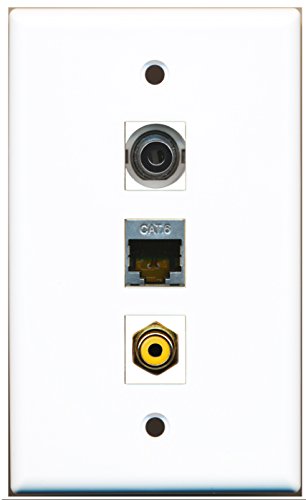 RiteAV - 1 Port RCA Yellow and 1 Port Shielded Cat6 Ethernet and 1 Port 3.5mm Wall Plate