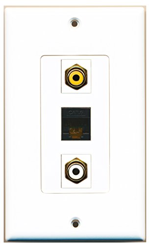 RiteAV - 1 Port RCA White and 1 Port RCA Yellow and 1 Port Cat6 Ethernet Black Decorative Wall Plate Decorative